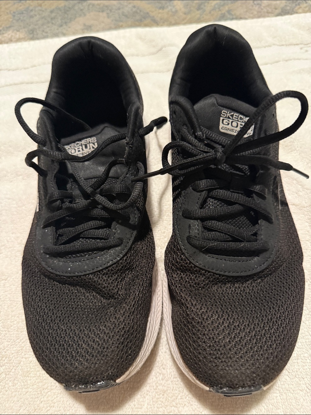 Skechers Kids Black Mesh Lace-Up Sneakers with White Soles